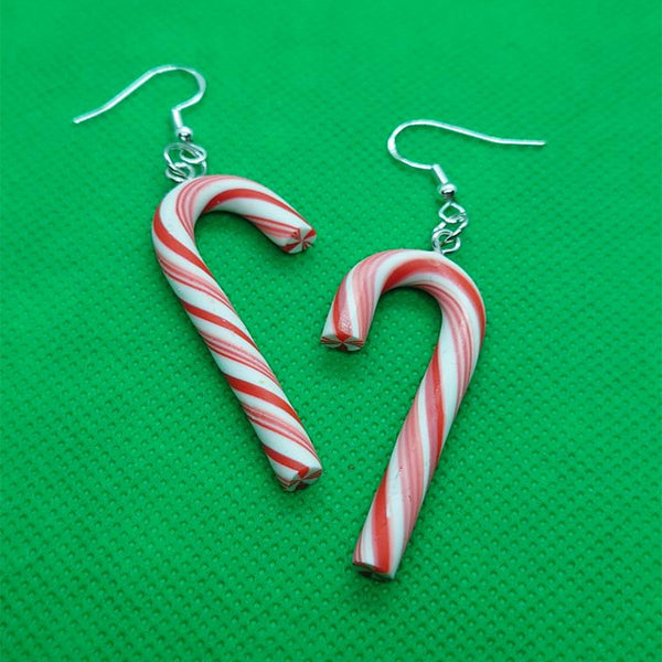 Statement Candy Cane Drop Earrings Christmas