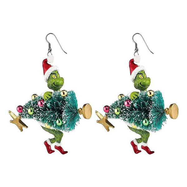 Grinch Christmas Tree Earrings