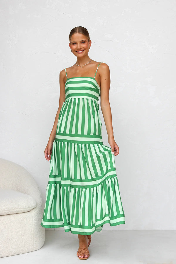 Striped Swing Halter Dress