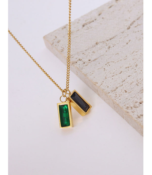 Ins Emerald Zirconia Pendant Necklace