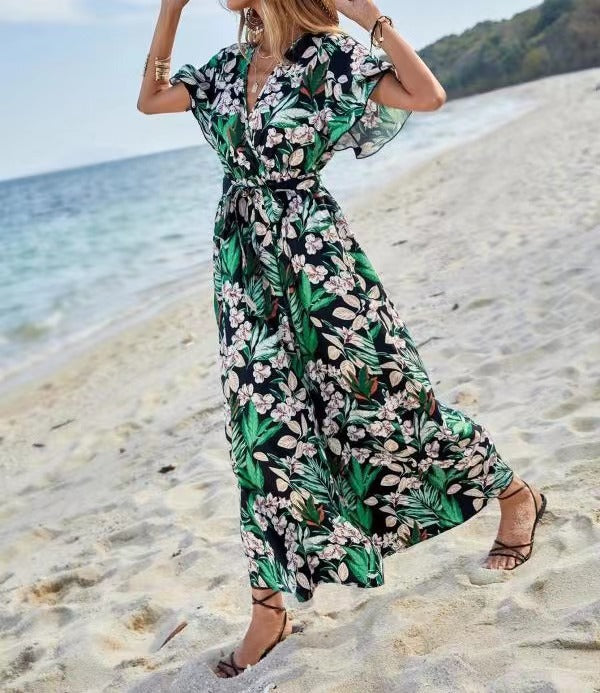 Vestido floral bohemio inspirado en la playa