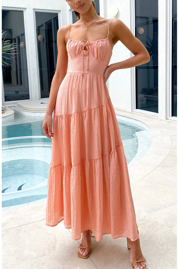 Halter Backless Lace Up Maxi Dress