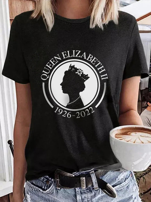 Camiseta con estampado de la reina de Inglaterra para mujer