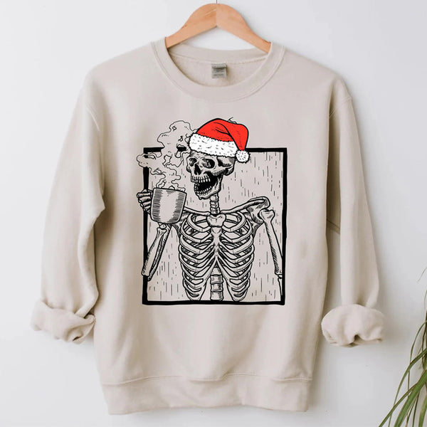 Christmas Coffee  Skeleton Sweatshirt