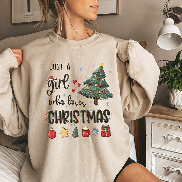 Sudadera con texto en inglés "Just A Girl Who Loves Christmas"