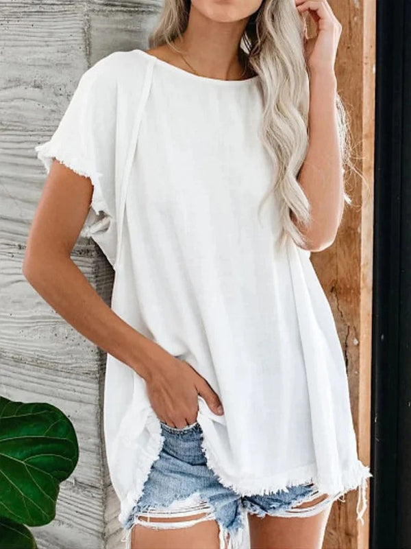 Women's Plain Tassel Casual Top